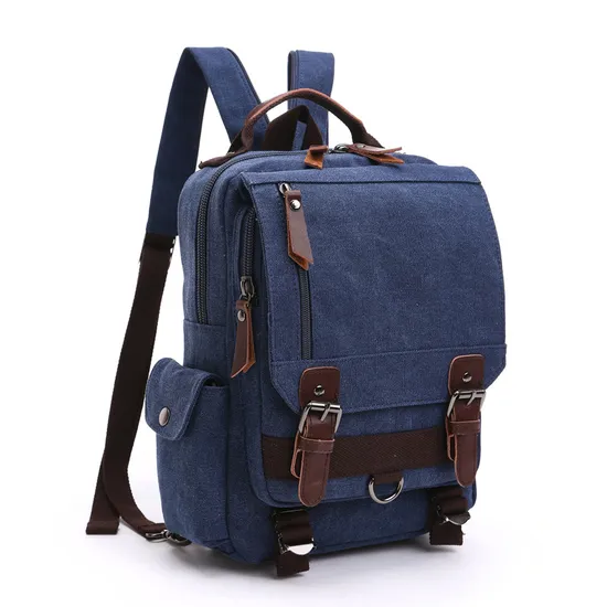 Unisex Canvas Messenger Shoulder Bag Travel Backpack Wyz18774